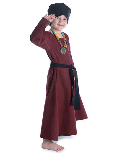 Mittelalter Kinderkleid Geirdriful in Rot Seitenansicht 3