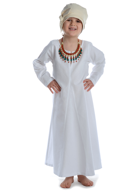 Mittelalter Kinderkleid Geirdriful in Weiß Frontansicht 2