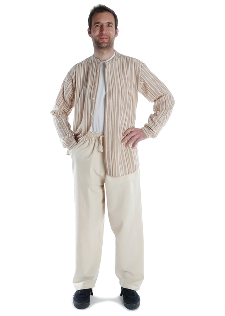 Freizeit Hemd Cradawg in Beige gestreift Frontansicht 2