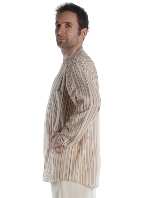 Freizeit Hemd Cradawg in Beige gestreift Seitenansicht