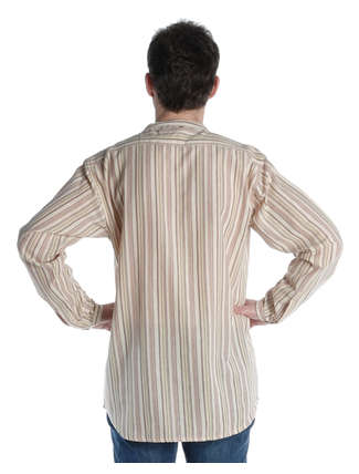 Freizeit Hemd Matholwch in Beige gestreift Rückansicht