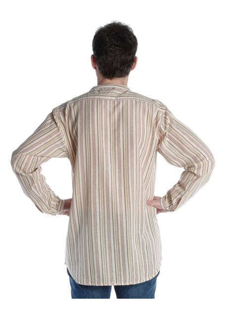 Freizeit Hemd Matholwch in Beige gestreift Rückansicht