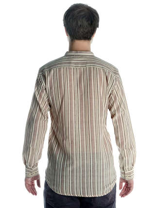 Freizeit Hemd Efnisien in Beige gestreift Rückansicht