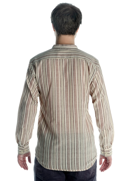 Freizeit Hemd Efnisien in Beige gestreift Rückansicht