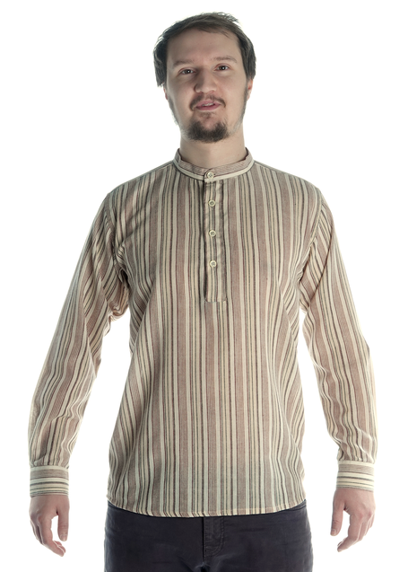 Freizeit Hemd Efnisien in Beige gestreift Frontansicht 2