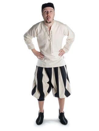Mittelalter Schnühemd Edward in Beige Frontansicht 2