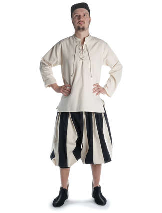 Mittelalter Schnühemd Edward in Beige Frontansicht 3