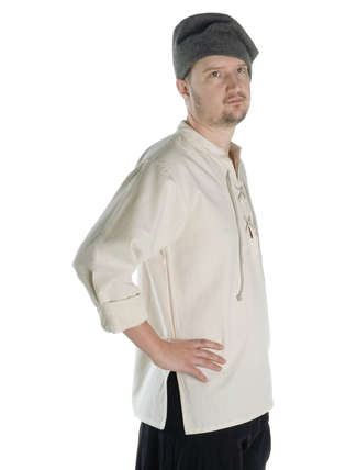 Mittelalter Schnühemd Edward in Beige Seitenansicht