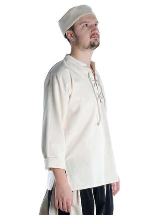 Mittelalter Schnühemd Edward in Beige Seitenansicht 2