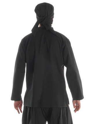 Mittelalter Schnühemd Edward in Schwarz Rückansicht