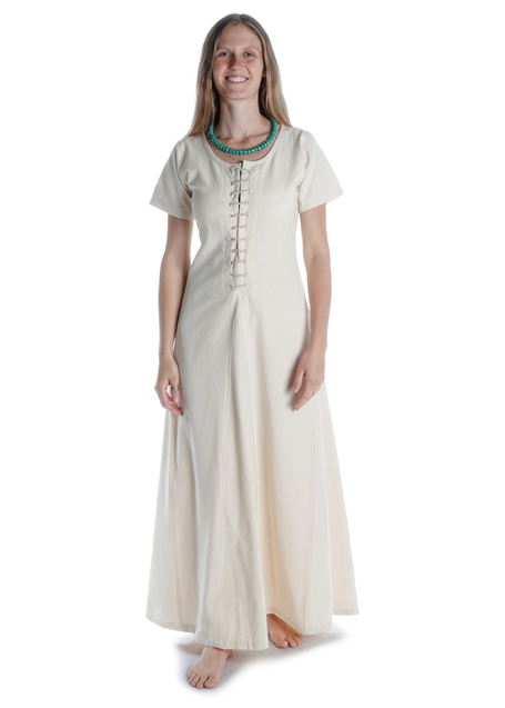 Mittelalter Kleid Nereja in Beige Frontansicht