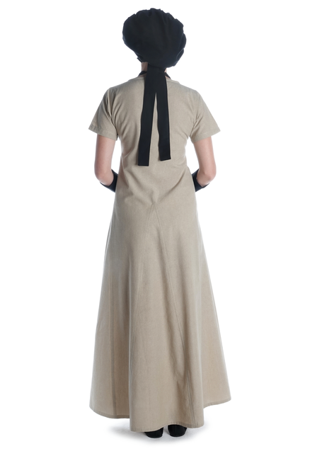 Mittelalter Kleid Nereja in Hanffarben Rückansicht