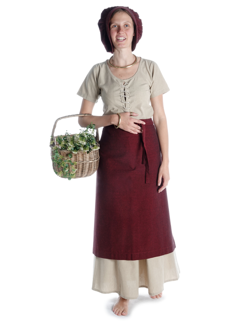 Mittelalter Kleid Nereja in Hanffarben Frontansicht 3
