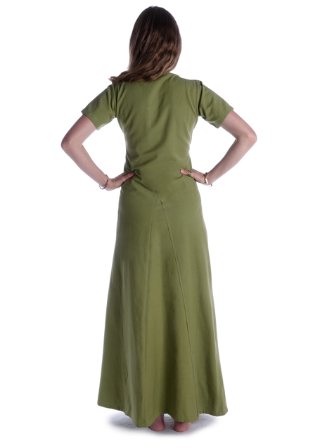 Mittelalter Kleid Nereja in Hellgrün Rückansicht