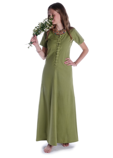 Mittelalter Kleid Nereja in Hellgrün Frontansicht