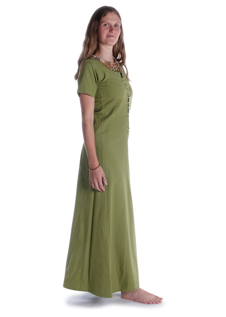 Mittelalter Kleid Nereja in Hellgrün Seitenansicht
