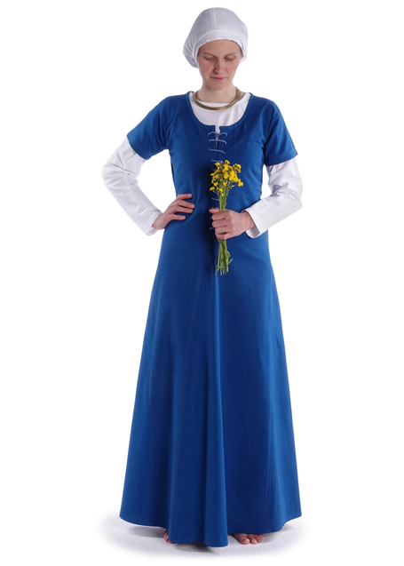 Mittelalter Kleid Nereja in Königsblau Frontansicht 2