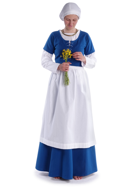 Mittelalter Kleid Nereja in Königsblau Frontansicht 4