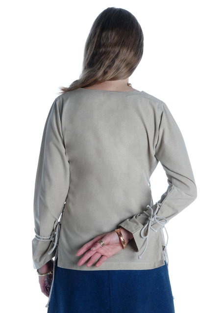 Mittelalter Bluse Bahilde in Hanffarben Rückansicht