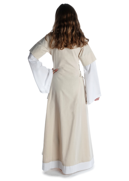 Mittelalter Kleid Saelde in Beige Rückansicht