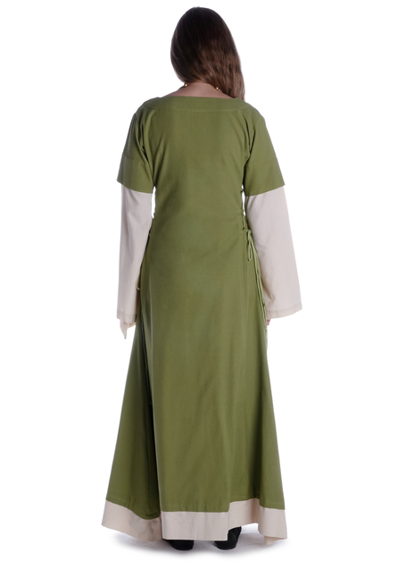 Mittelalter Kleid Saelde in Hellgrün Rückansicht