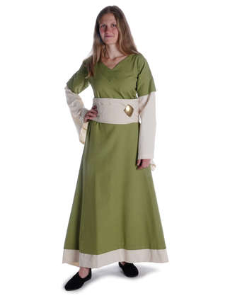 Mittelalter Kleid Saelde in Hellgrün Frontansicht 4