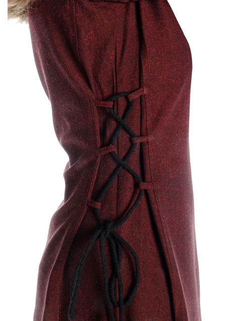 Mittelalter Kleid Saelde mit Zierleiste in Rot-Schwarz Detailansicht