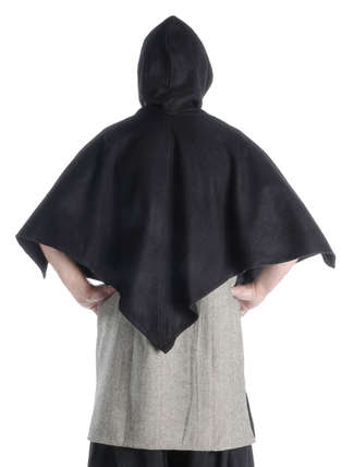 Mittelalter Cape Madius in Schwarz Rückansicht