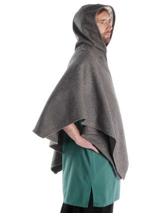Mittelalter Cape Madius in Grau Seitenansicht