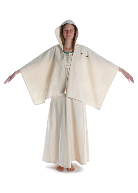 Mittelalter Cape Herat in Beige Frontansicht 2
