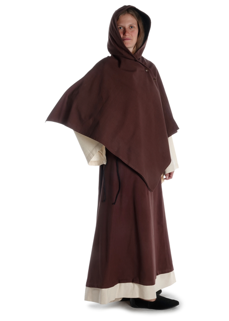 Mittelalter Cape Herat in Braun Seitenansicht