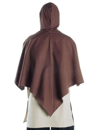 Mittelalter Cape Madius in Braun Rückansicht