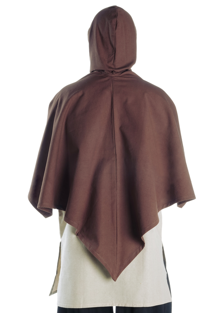 Mittelalter Cape Madius in Braun Rückansicht