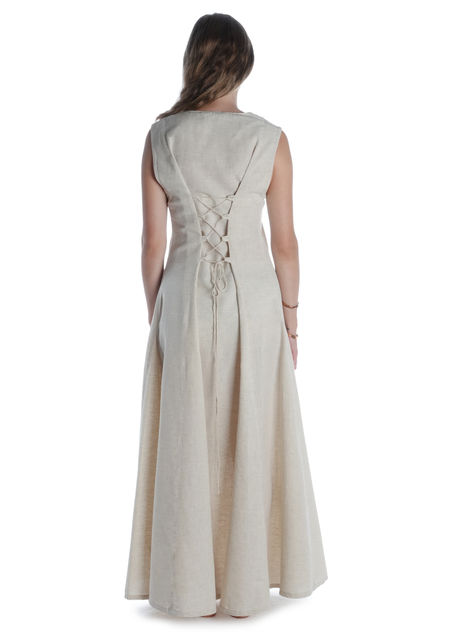 Mittelalter Kleid Peronella in Beige Rückansicht