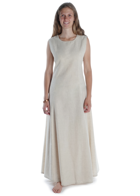 Mittelalter Kleid Peronella in Beige Frontansicht