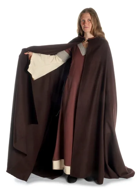 Mittelalter Umhang Lorenza in Braun Frontansicht