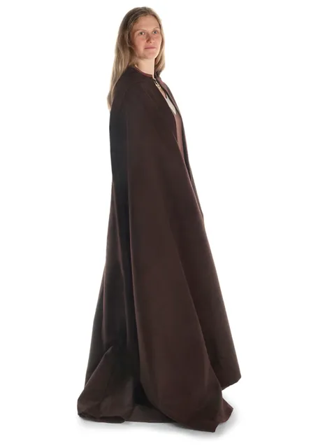 Mittelalter Umhang Lorenza in Braun Seitenansicht