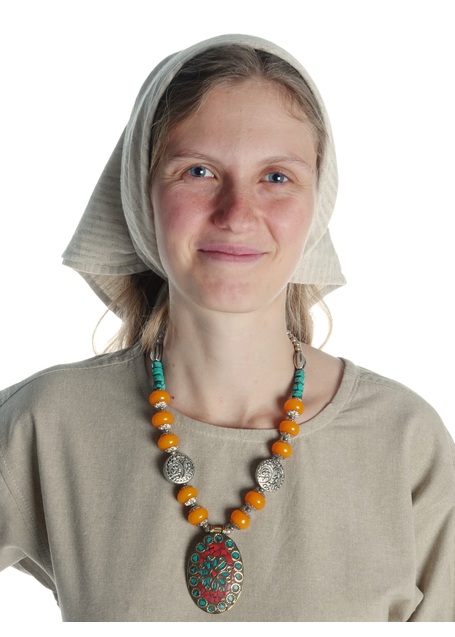 Mittelalter Kopftuch Agnese in Beige Frontansicht