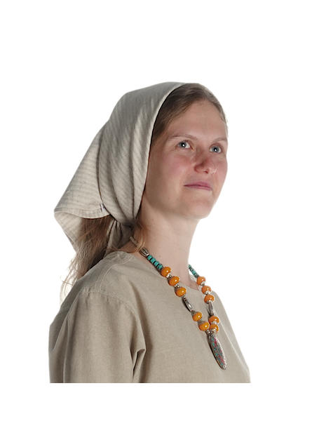 Mittelalter Kopftuch Agnese in Beige Seitenansicht