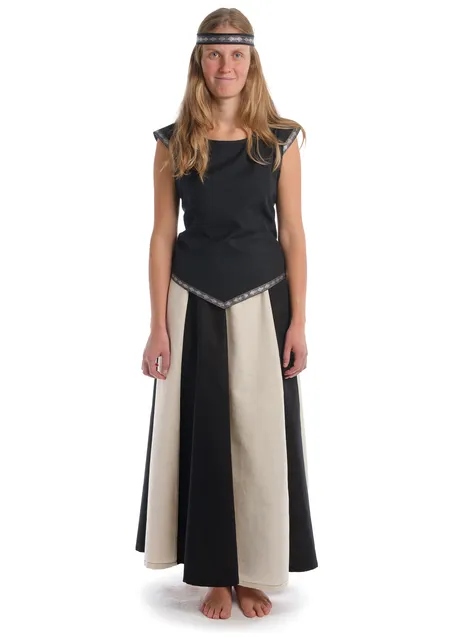 Mittelalter Bluse Neifile in Schwarz-Silber Frontansicht 2