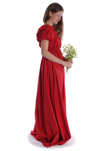 Mittelalter Kleid Fiammetta in Feuerrot Seitenansicht 2