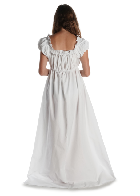 Mittelalter Kleid Fiammetta in Weiß Rückansicht
