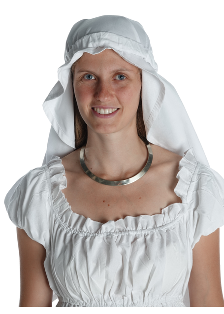 Mittelalter Kleid Fiammetta in Weiß Detailansicht