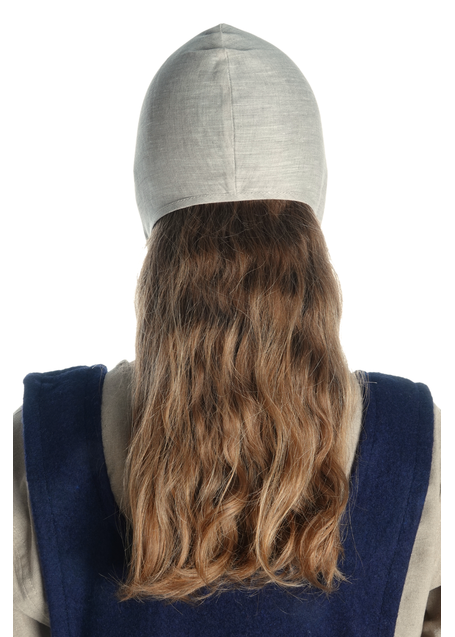 Mittelalter Haube Filomena in Beige Rückansicht