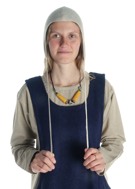 Mittelalter Haube Filomena in Beige Frontansicht