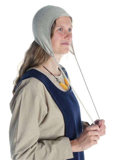 Mittelalter Haube Filomena in Beige Seitenansicht