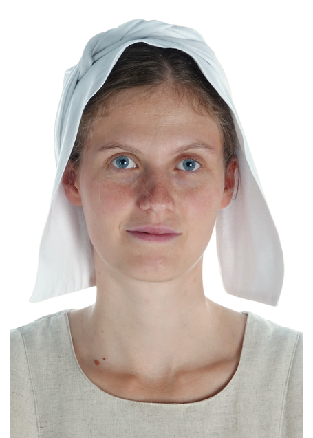 Mittelalter Haube Simona in Weiß Frontansicht