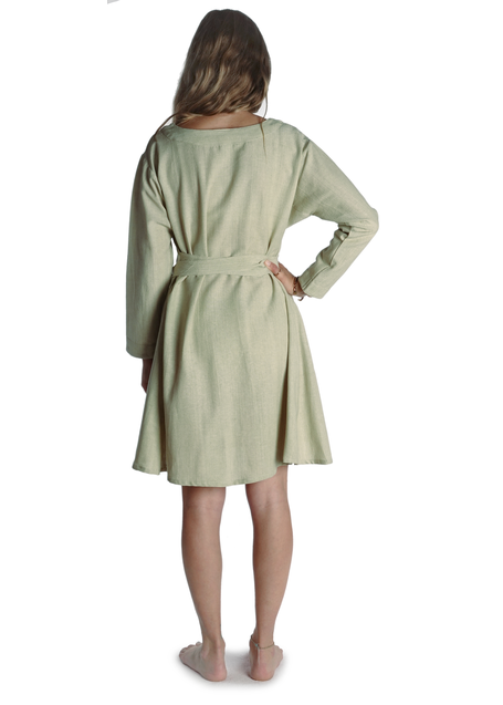 Mittelalter Kleid Isabetta in Hellgrün Rückansicht
