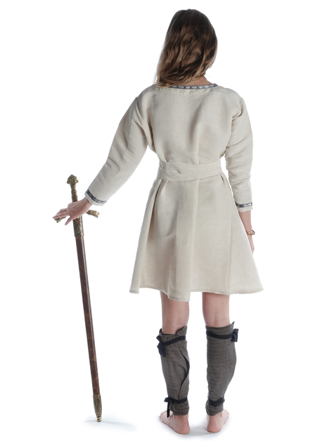 Mittelalter Kleid Isabetta in Beige Rückansicht