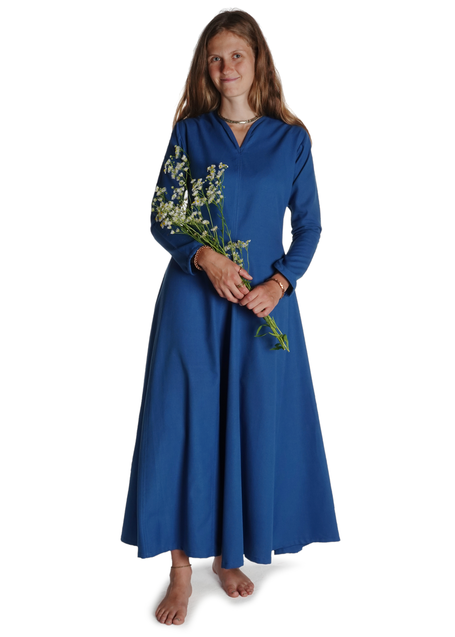 Mittelalter Kleid Catella in Königsblau Frontansicht